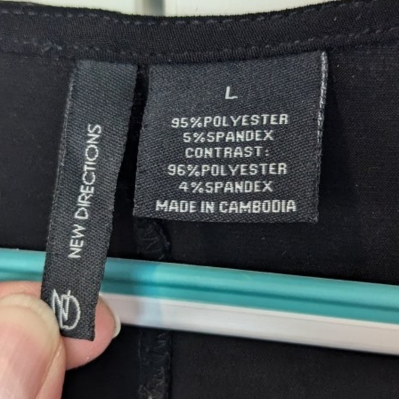 New Directions Womens Blouse Large Black Gold Metallic Dolman Sleeve Office EUC - Picture 3 of 4